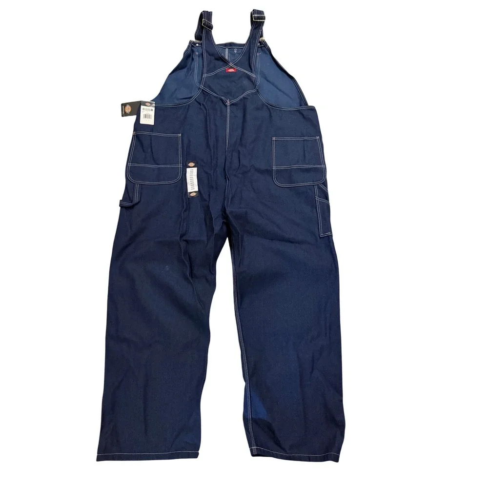 Dickies Indigo Bib Overalls Mens 52x30 Blue NWT Triple Stitch Denim Workwear